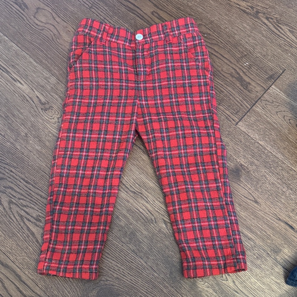 Red plaid toddler boy pants